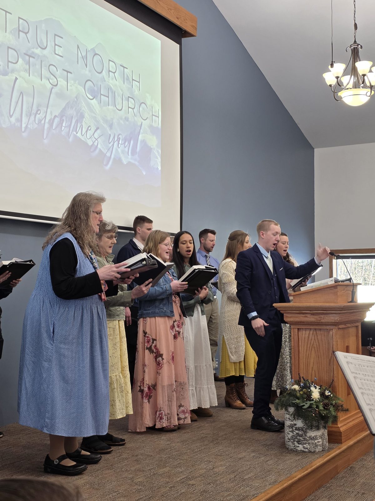 The church family singing together